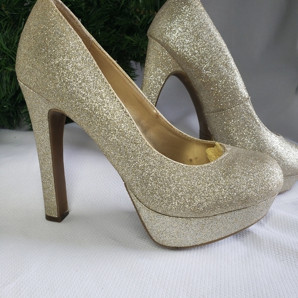 Gold glitter high heel pumps - Picture 3 of 8